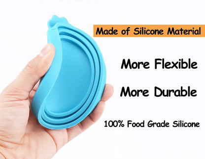 Silicone Can Lids Covers for Dog and Cat Food, Universal Size Fits All Standard Cans (3 Pack & Spoon, Multi-Colored)